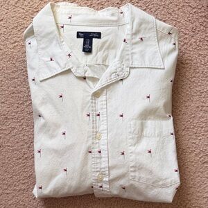 GAP Men's white Shirt with Red Pattern